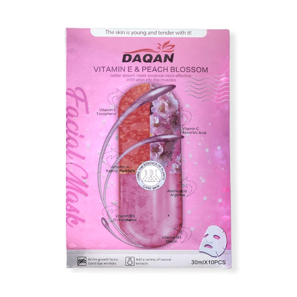 Daqan 3 Piece Vitamin E And Peach Blossom Facial Mask Sheet
