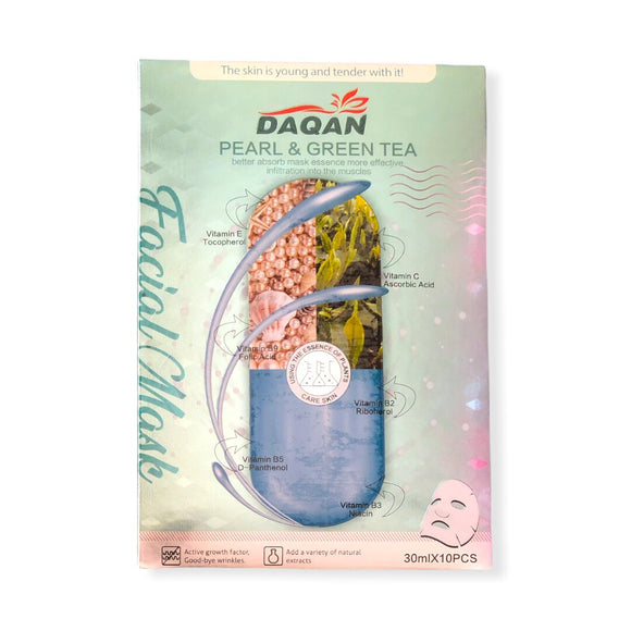 Daqan Pearl & Green Tea Facial Masks ( Box of 10 )